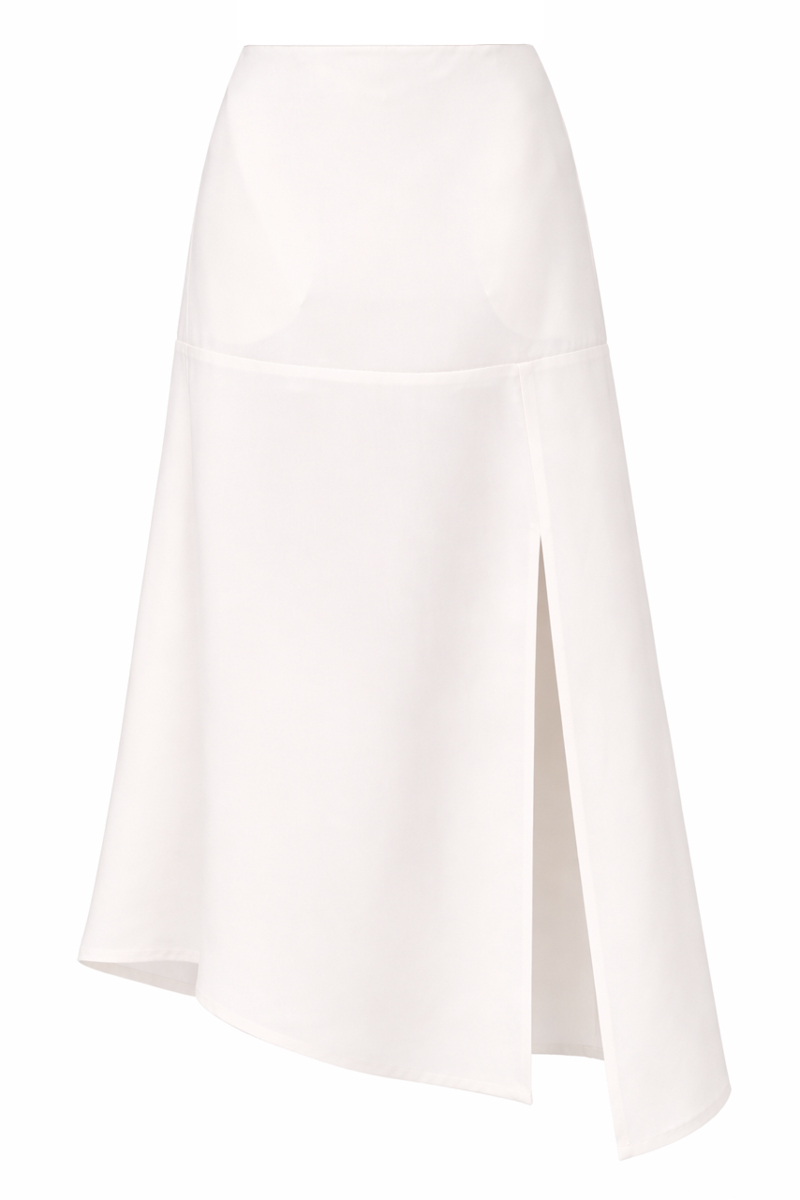A-line white midi skirt photo